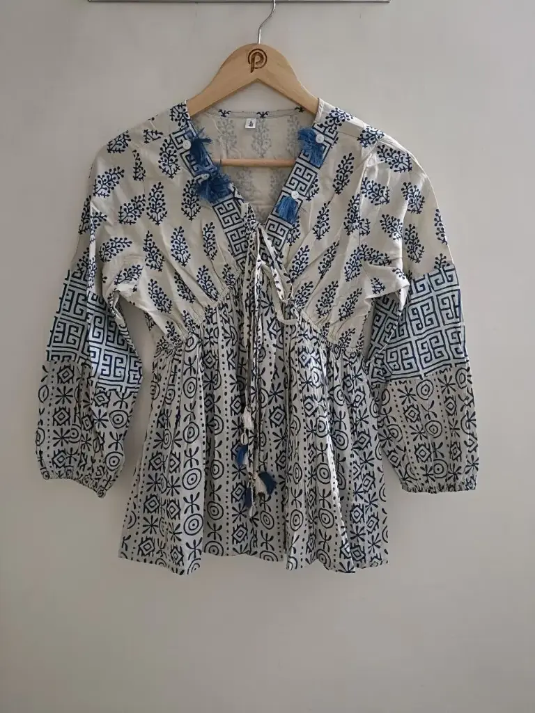 Indigo Tribal Mull Cotton Top