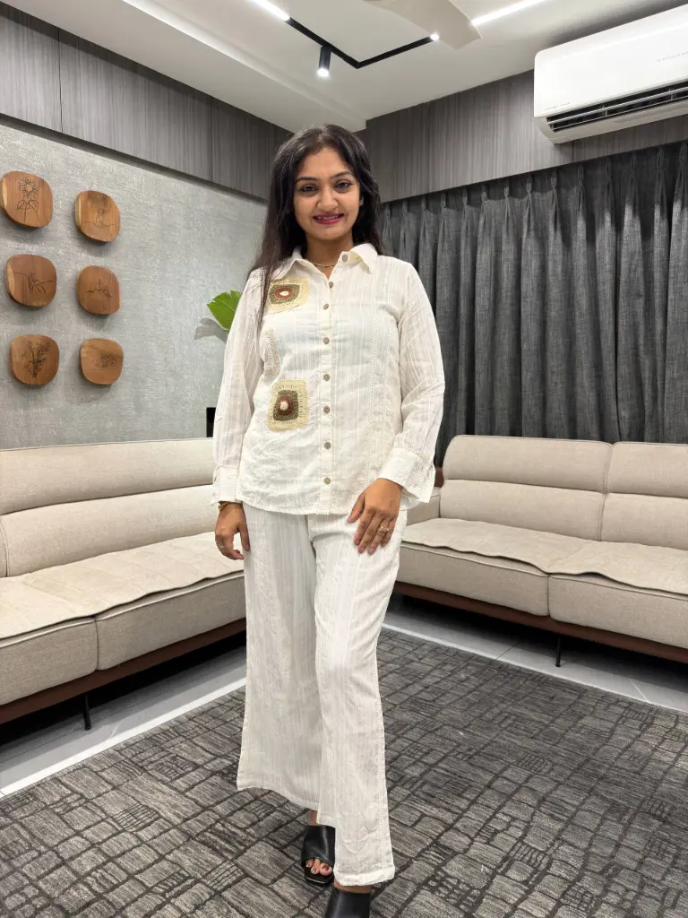 Ivory Grace Mull Cotton Cord Set