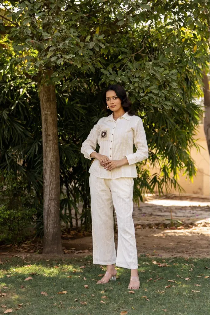 Ivory Grace Mull Cotton Cord Set