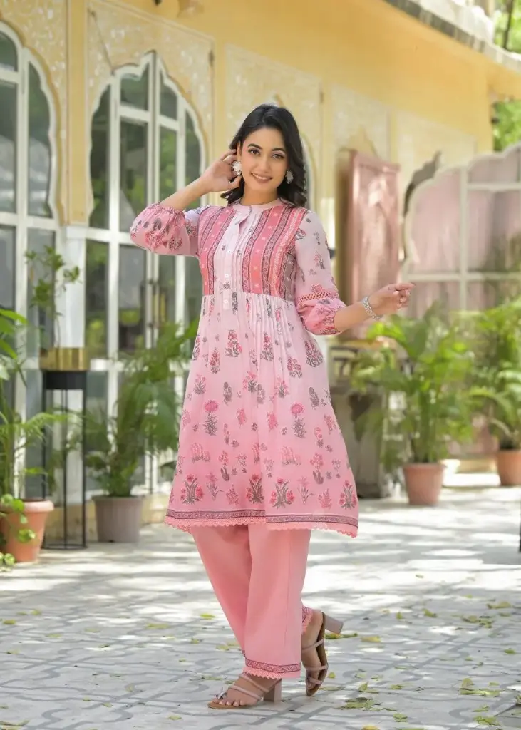 Blush Bloom Shaded Cotton Kurta Set