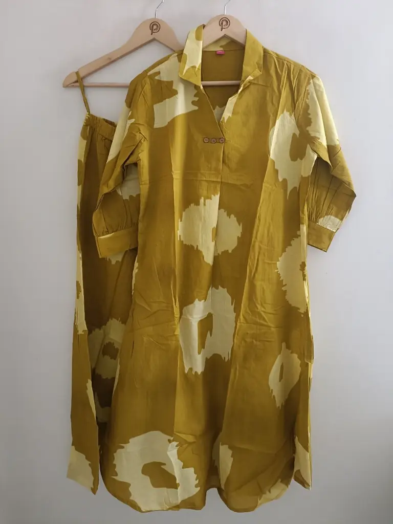 Mustard Shibori Charm Cotton kurta Set