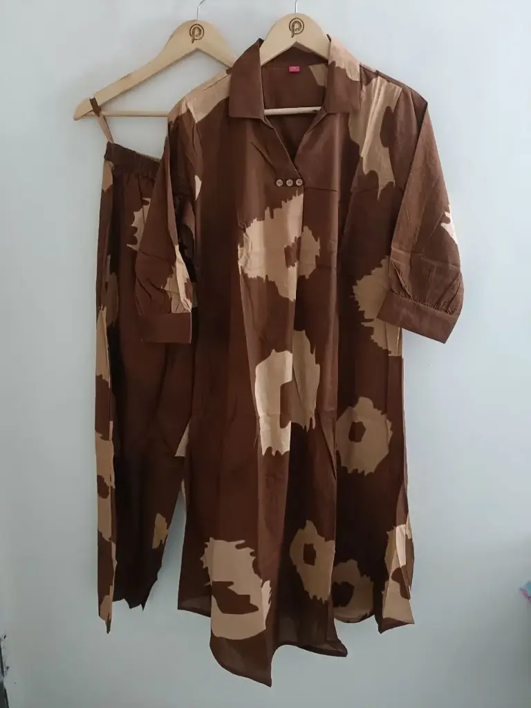 Cocoa Shibori Cotton kurta Set