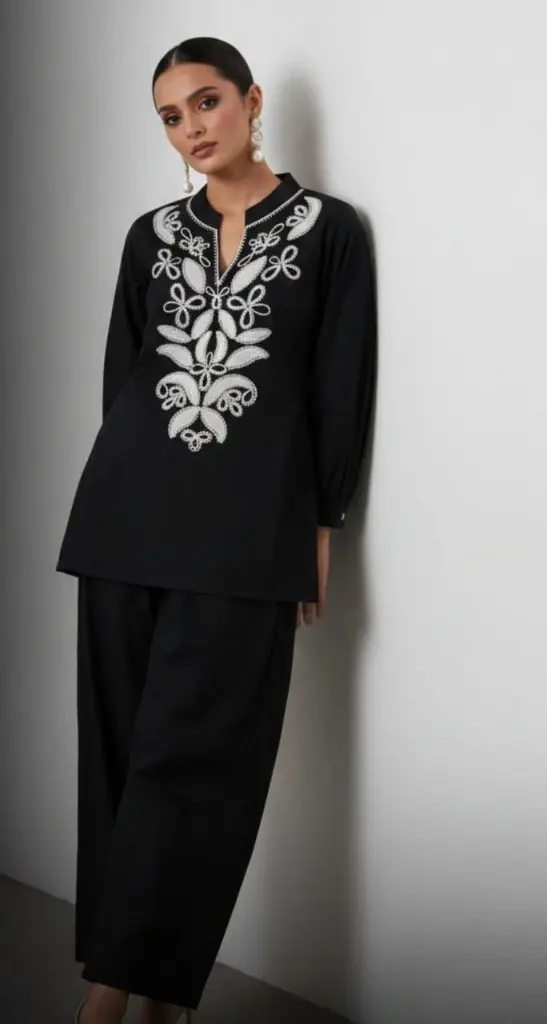 Midnight Bloom Embroidered Cotton Set