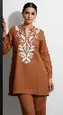 Rust Elegance Embroidered Cotton Co-Ord Set