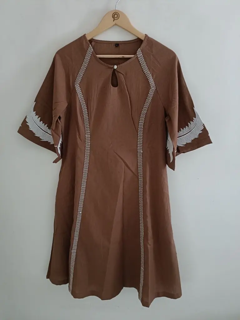 Cocoa Feather Cotton Dress