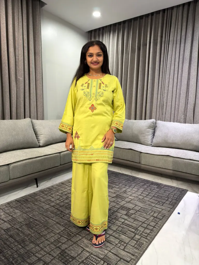 Lime Grace Embroidered Cotton Co-ord Set