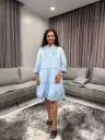Sky Bloom Embroidered Cotton Dress