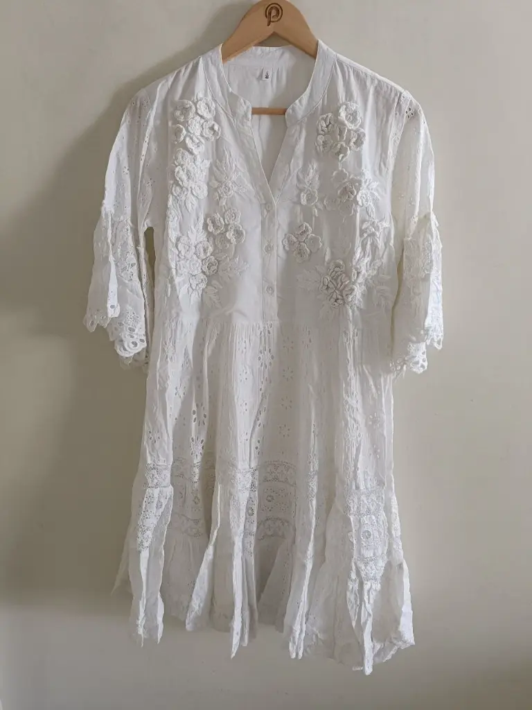 White Crochet Grace Mull Dress