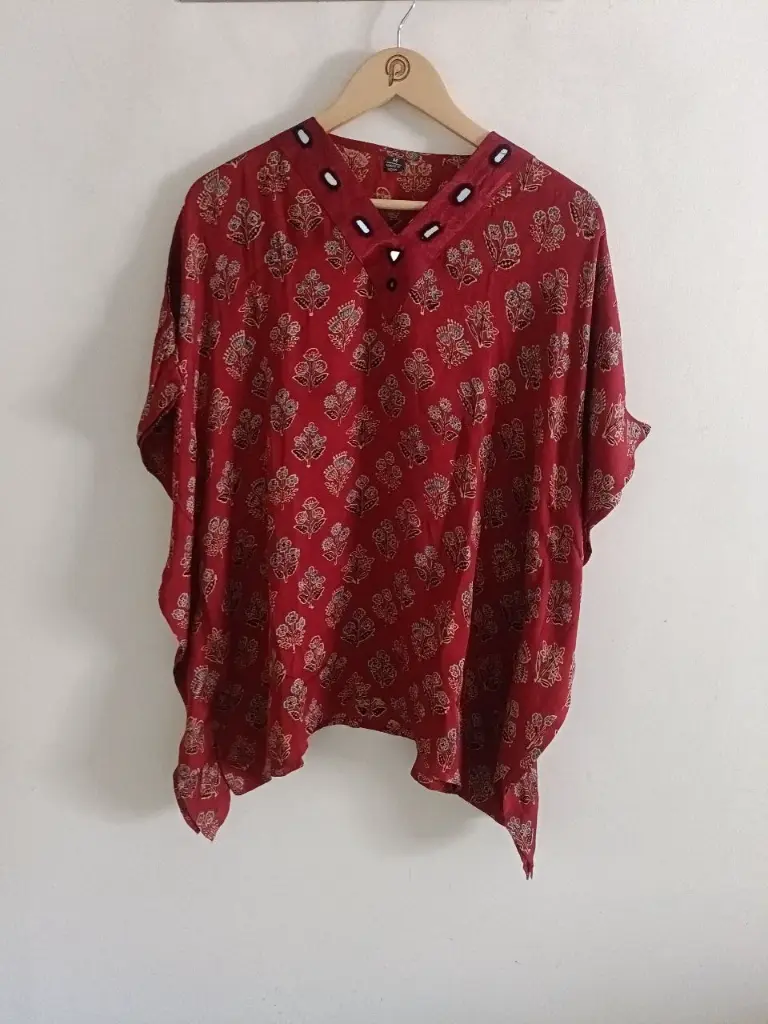 Ruby Ajrakh Mirror Kaftan Top