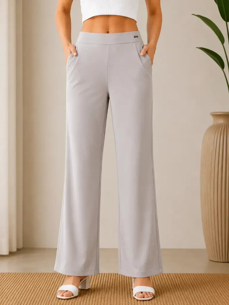 Pearl Beige Comfort Tensil Palazzo Pants