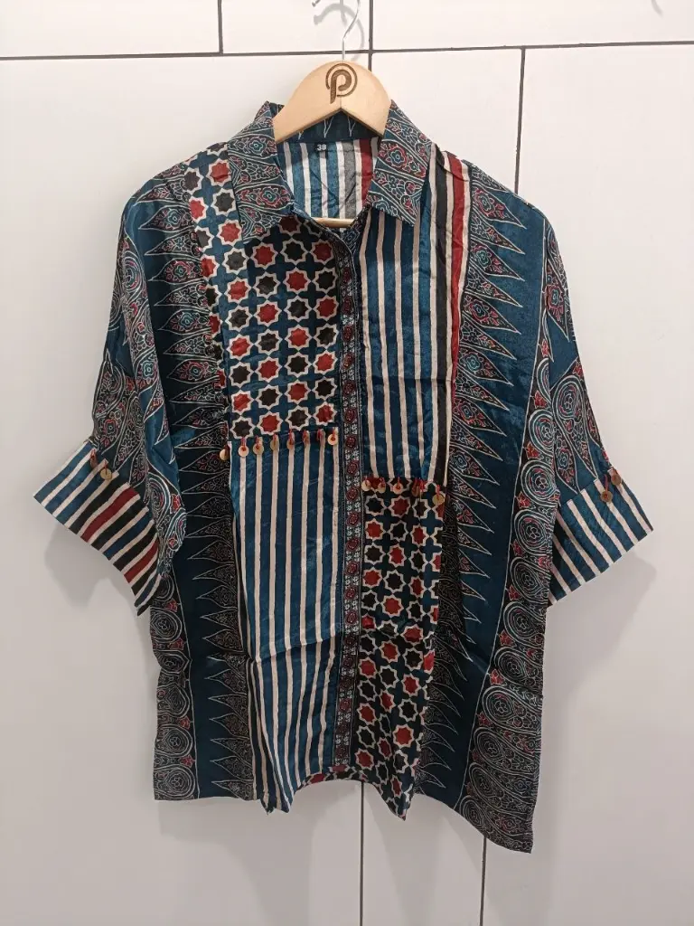 Indigo Ajrakh Fusion Shirt
