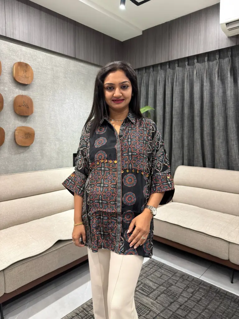 Midnight Ajrakh Patch Shirt