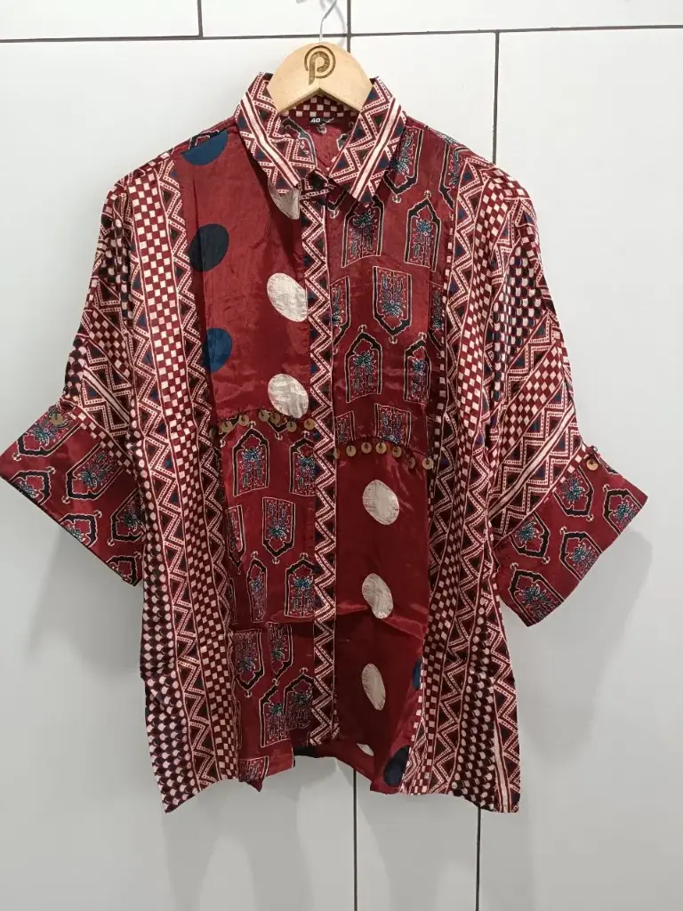 Rustic Ruby Ajrakh Fusion Shirt