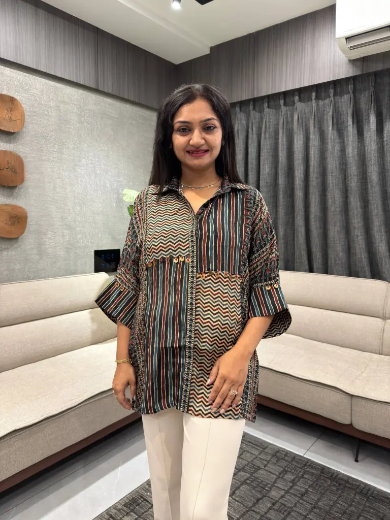 Tribal Stripe Fusion Crepe Shirt