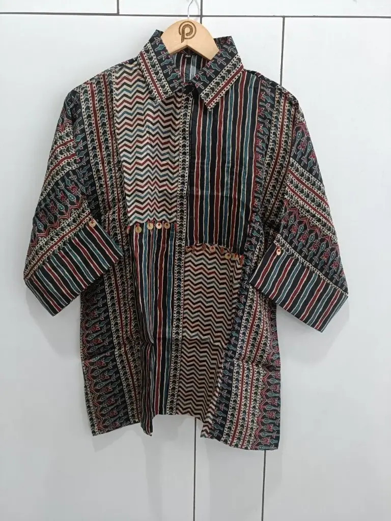 Tribal Stripe Fusion Crepe Shirt