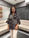 Midnight Ajrakh Patchwork Crepe Shirt