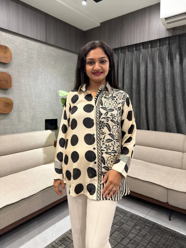 Monochrome Floral Patch Shirt