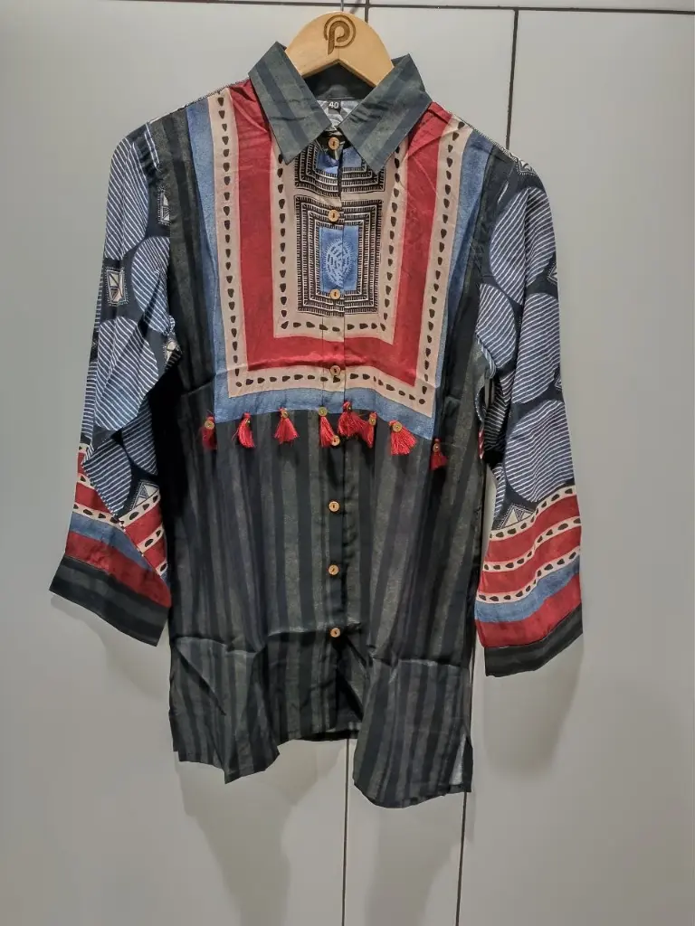 Tribal Stripe Muslin Shirt