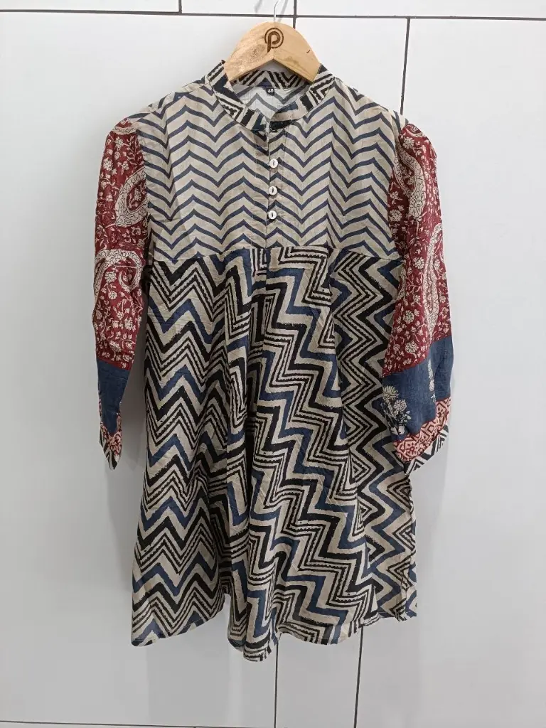 Indigo Chevron Muslin Tunic