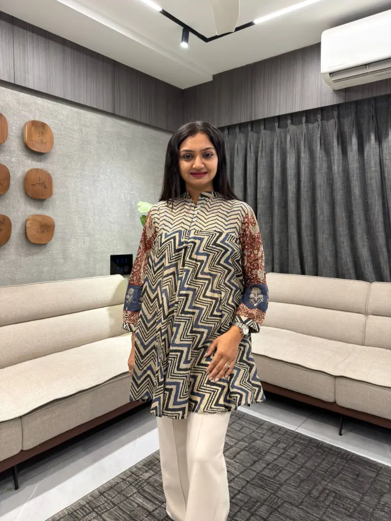 Indigo Chevron Muslin Tunic