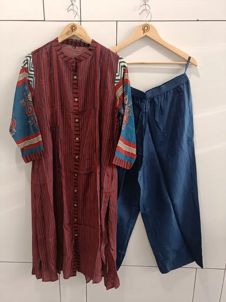 Indigo Stripe Kurta Palazzo Set