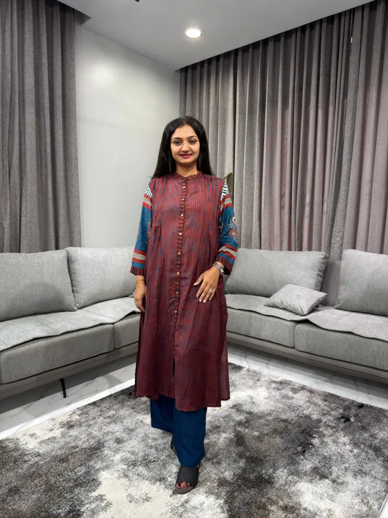 Indigo Stripe Kurta Palazzo Set