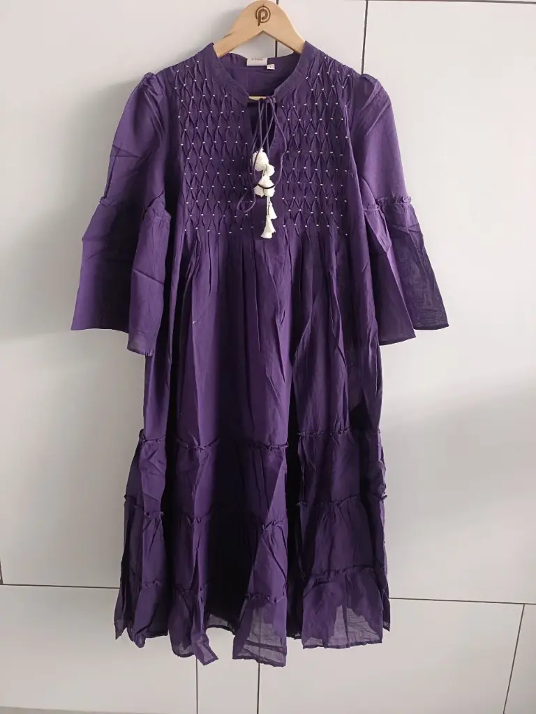 Royal Purple Tiered Cotton One Piece Dress