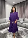 Royal Purple Tiered Cotton One Piece Dress
