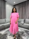 Baby Pink Cotton Tiered Dress