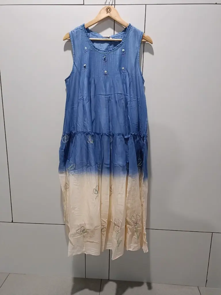 Sky Bloom Ombre Cotton Dress