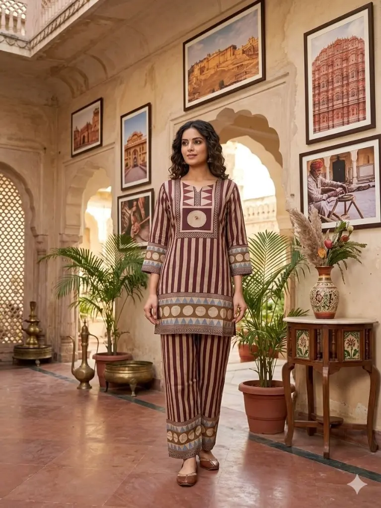 Royal Stripe Muslin Co-ord Set