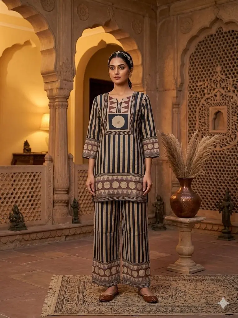 Midnight Heritage Muslin Co-ord Set