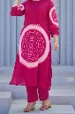 Rani Pink Spiral Tie-Dye Mull Cotton Kurta Set