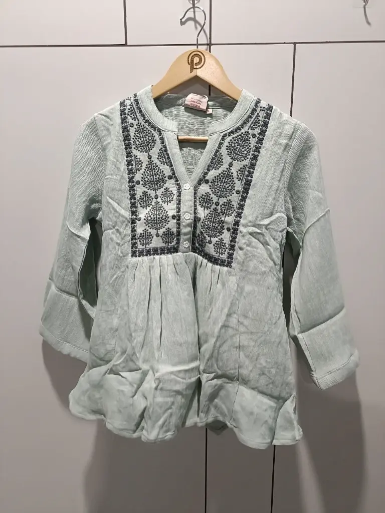 Mint Meadow Embroidered Peplum Top