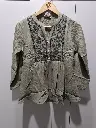 Olive Sage Embroidered Peplum Top