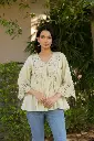 Ivory Grace Schiffli Peplum Top