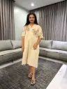Beige Bloom Flex Dress