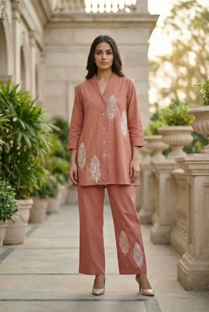 Blush Leaf Pure Cotton Co-ord Set