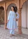 Sky Blossom Mull Cotton Kurta Set