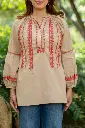 Beige Rouge Embroidered Top