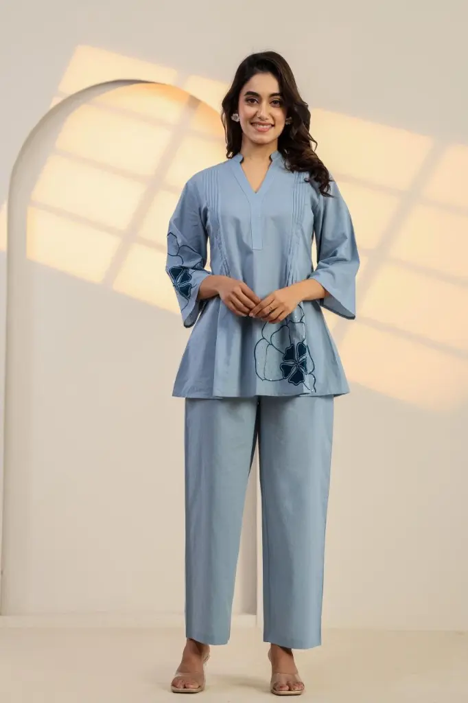 Sky Bloom Pure Cotton Co-ord Set