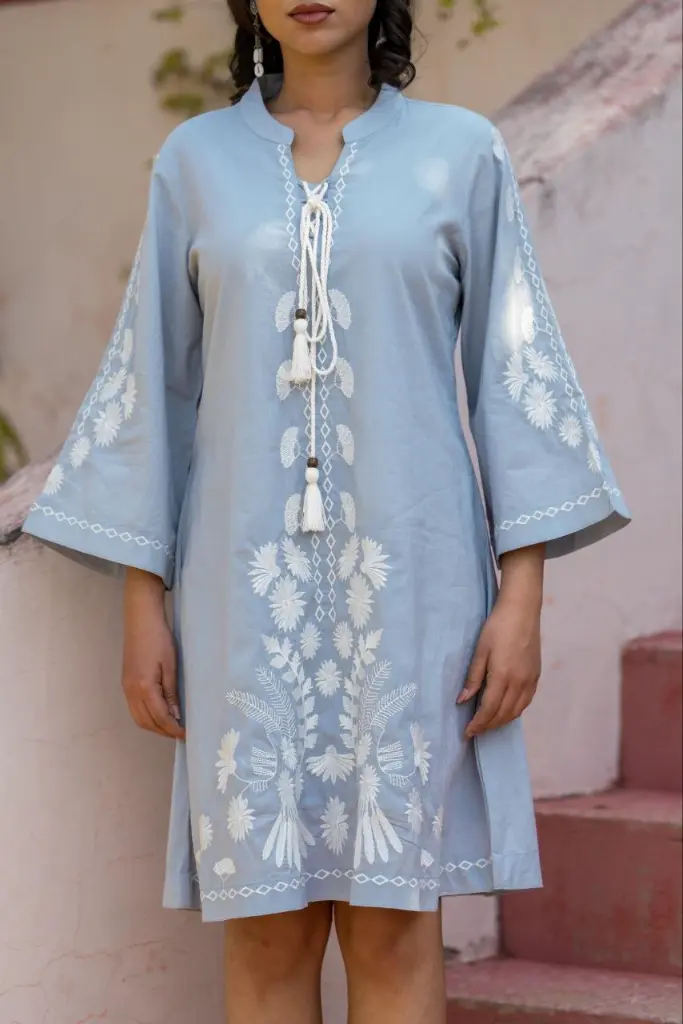 Sky Bloom Mull Tunic