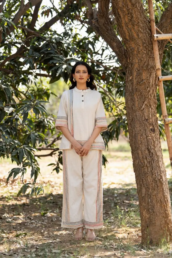 Ivory Stripe Jacquard Co-ord Set