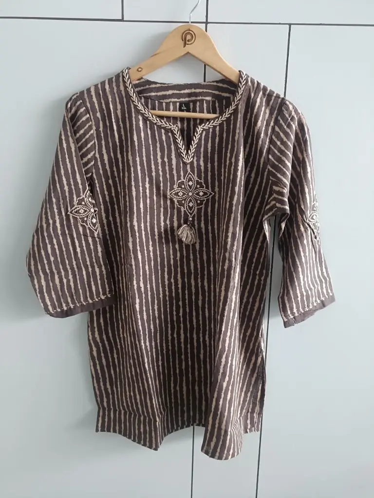 Mocha Stripe Cotton Top