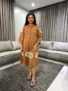 Mocha Bloom Cotton Tie Dress