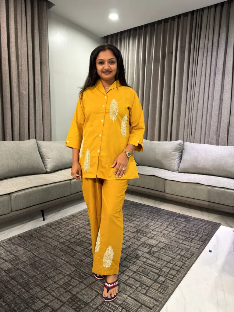 Mustard Leaf Pure Cotton Co-ord Set