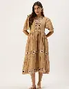 Sand Bloom Pure Cotton Midi Dress