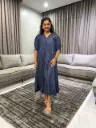 Midnight Blue Soft Denim Flared Dress