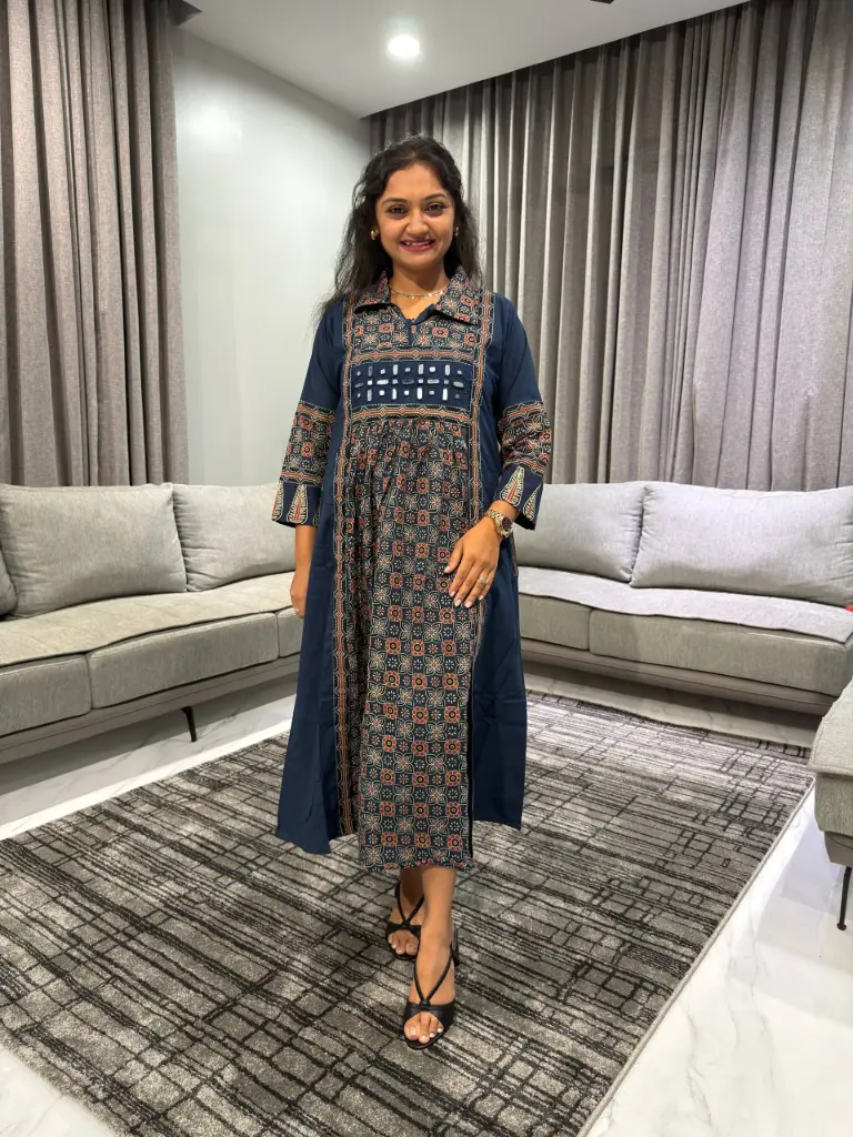 Royal Indigo Printed Cotton Dress