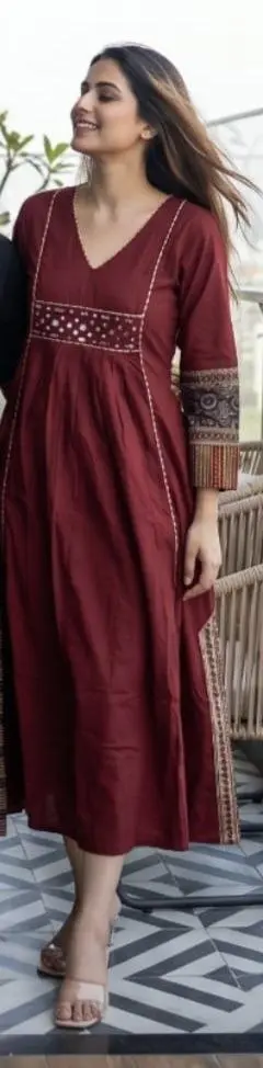 Wine Maroon Grace Cotton Dress